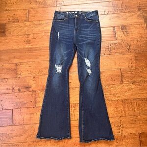 SONG Women's Distressed Dark Blue Flare Jeans size 11/30